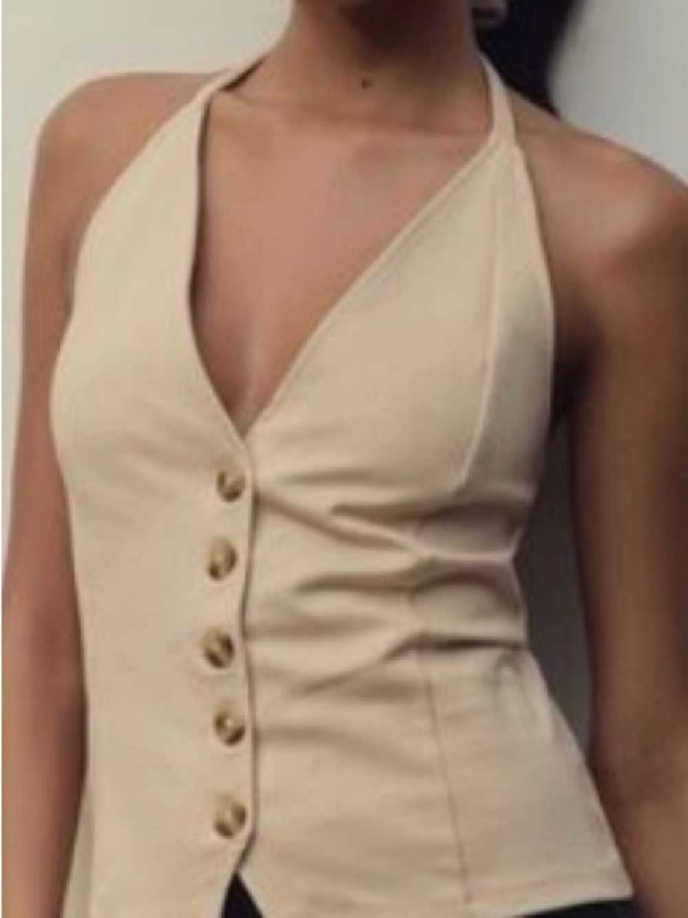 NWOT Anthropology Cream Button-up Halter Top